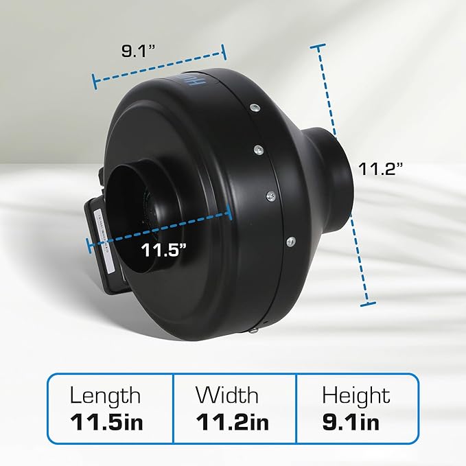 Hurricane Commercial Grade Inline Fan for Phresh and Black Ops Carbon Filters, Ideal-Air Ducting and Clamps and Titan Controls Ventilation Controllers