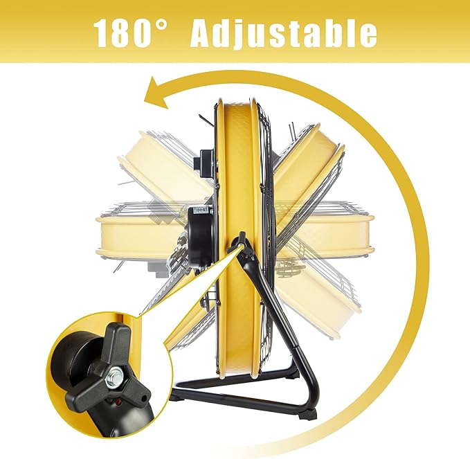 HiCFM 6300 CFM 20 inch Heavy Duty Shroud Fan with IP44 Enclosed Powerful 1/4 Motor, High Velocity Air Circulator for Workshop, Garage, Commercial or Industrial rooms - UL Safety Listed