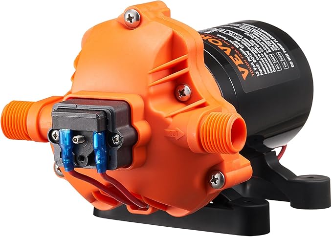 VEVOR 12V Diaphragm Pump, 3.5 GPM (13.25 L/min), 3-Chamber 12 Volt DC Water Pump with Automatic Pressure Switch 40-100 PSI Adjustable, 50 PSI, 1/2'' MNPT Port, for RV Yacht Food Truck Camper Marine
