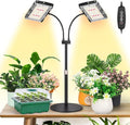 LBW Grow Light for Indoor Plant,Full Spectrum Dual Heads Desk Plant Light,Grow Lamp with 3H/6H/12H Timer,6-Level Brightness,3 Lighting Mode,Height Adjustable,Flexible Gooseneck,Ideal for Indoor Growth