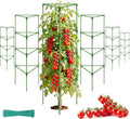 Halatool 6 Pack Heavy Duty Tomato Cages, 57 Inch Tall Metal Plant Supports Stakes for Outdoor Garden, Adjustable Foldable Steel Trellis for Climbing Plants Cucumbers Peppers Flowers Vegetables Fruits