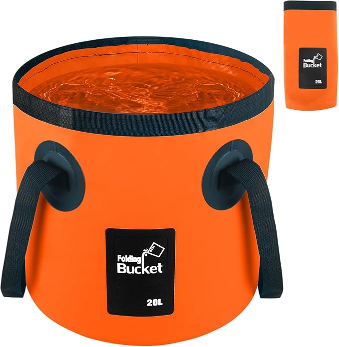 5 Gallon Bucket, Collapsible Bucket with Handle for Outdoor Beach Fishing Gardening, Folding Car Wash Buckets Mop Water Storage Laundry Wash Basin for RV Household Cleaning Supplies Camping Essentials