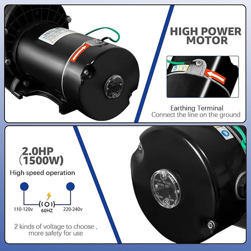 1.5 HP Swimming Pool Pump for Inground and Above Ground Pools, 110V/220V Dual Voltage Self Priming Pump, 1100W 60HZ High Flow Motor with Strainer Filter Basket & Drain Plug, Silent Operation