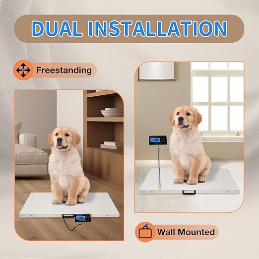 Postal Digital Livestock Scale, 660lbs 201 Stainless Steel Digital Pet Scale Platform Heavy Duty Livestock Scale Kit for Pet Cat Dog Cattle(40.5" L x 20.6" W)