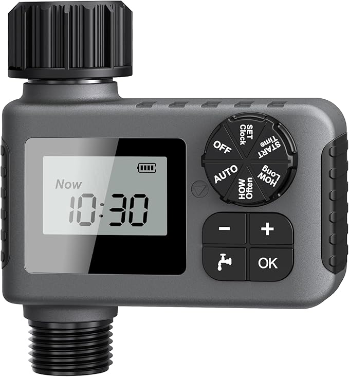 Insoma Water Timer for Garden Hose, Programmable Hose Timer with Rain Delay/Manual/Automatic Irrigation System for Lawn, Garden, Pool, IP55 Waterproof, 1 Outlet