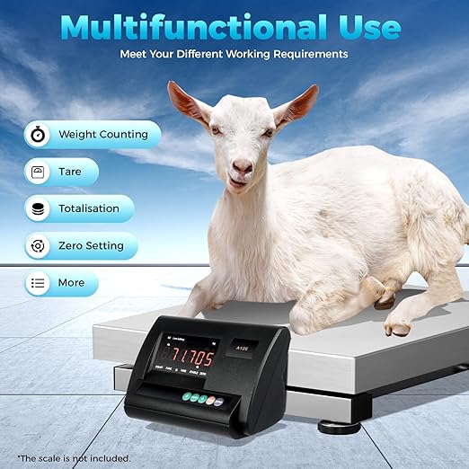 Livestock Scale Kit, 5000LBS High Precision Indicator Floor Scale with 4-Wire Junction Box 2.5T Load Capacity Animal Scale Kit for Cattle Pigs Sheep Goats Waterproof