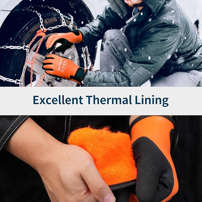 100% Waterproof Winter Work Gloves for Men Women, Freezer Gloves with Grip for Shoveling Snow