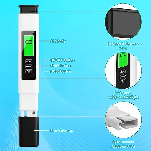 4-in-1 tds Meter Digital Water Tester - TDS/EC/Temperature（ °C / °F ）Meter | 0-9999 ppm | for Drinking Water, Hydroponics, Aquariums, RO Systems & Swimming Pools