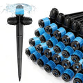 RedChili 20 Pieces Drip Emitters for 1/4" Drip Irrigation Tubing, Adjustable 360 Degree Vortex Drip Emitters with Stake 360° Full Circle Umbrella Shape Pattern Garden Two Way Irrigation Micro Drippers