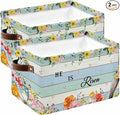 Easter Storage Bins Cubes Waterproof Cloth Storage Basket,Spring Farmhouse Bunny Flower Teal Blue Wood Grain Foldable Storage Bags for Shelf Clothes Storages Organizers with Handles 15x11x9.5 in 2PCS