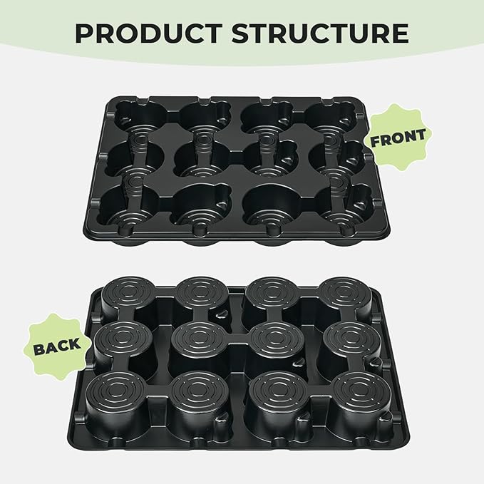 homenote 4 Inch Seed Starting Trays 10 Pack, 12-Cell Seedling Starter Trays for Indoor Outdoor Growing, Plant Starter Germination Trays for Pots Seedlings 4" Opening Compatible Pots
