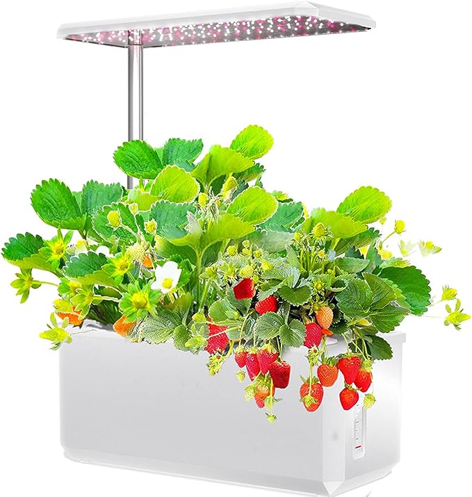 6 Pods Hydroponics Growing System with LED Grow Light Indoor Garden Smart Herb Garden Kit Plants Germination Kit Automatic Timer Height Up to 17" White