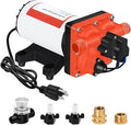 Four Chambers On Demand 110V Water Pressure Pump 5.5GPM 70PSI,Self Priming RV Fresh Water Diaphragm Pump Included Garden Hose for Home Industrial Irrigation Sprinkler