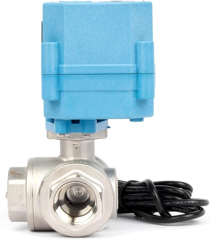 U.S. Solid WiFi Smart Motorized Ball Valve 1/2 inch NPT for Water Control & Irrigation, 3 Way 304SS Electric Valve, USB Plug, LED Indicator, Flow Direction Window, Remote On/Off Control, NSF Certified
