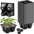 RooTrimmer 40 Pack Reusable 4-Cell Seed Starter Tray for Seedlings, Deep Large Cell Plant Starter Trays with Drainage Holes for Seed Germination, Easy Transplant, Fits Standard 1020 Flats, Black