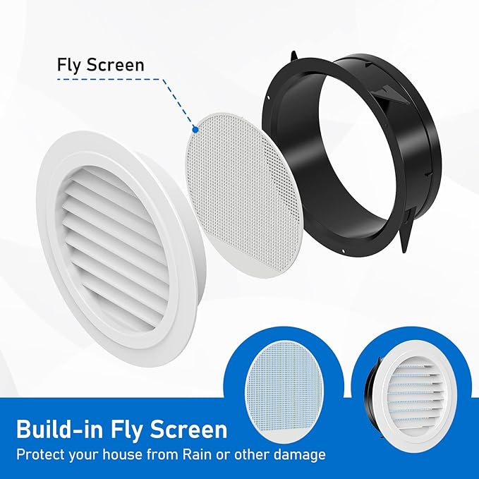 Hon&Guan 8'' Soffit Exhaust Vent, 8 Inch Round Wall Vent Cover for Bathroom Office Home (ø200mm)