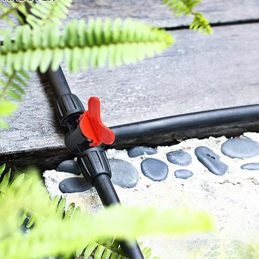 Kalolary 20PCS Drip Irrigation Switch Valves, 1/2" Barbed Lock Shut Off On Valve in-line Barbed Tee Switch Valve for 1/2 Inch Tube 16mm Irrigation Valve Fittings with Lock for Garden Sprinkler System
