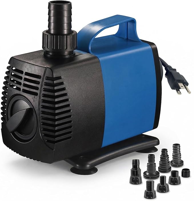 Aqua Dream 713 GPH Amphibious Water Pump - 45W Submersible or Inline External Pump with Corrosion Resistant Ceramic Shaft, 8.5ft Max Lift for Aquariums, Ponds, and Hydroponics - 7 Pcs