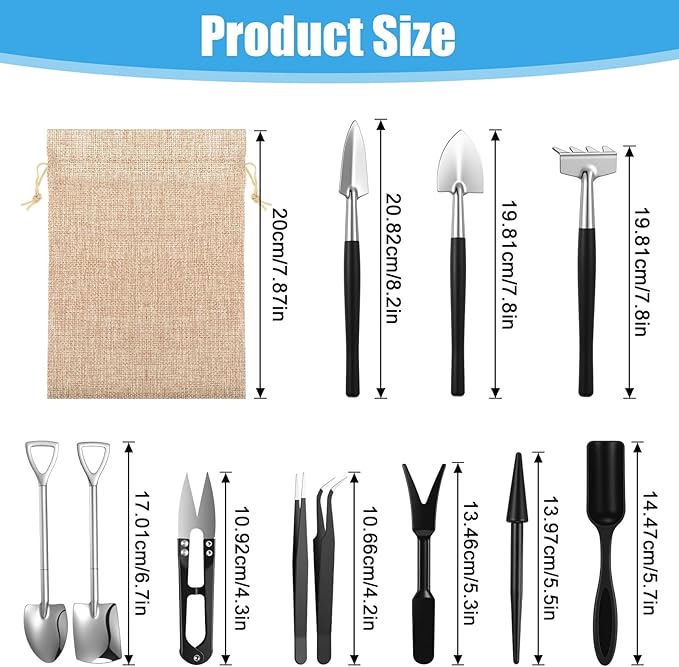 ElevateTech 12 Pcs Succulent Tools Mini Transplanting Garden Tool Set Succulent Care kit Plant Accessories for Indoor Gardening Flower Potting Cactus Houseplant Bonsai Care