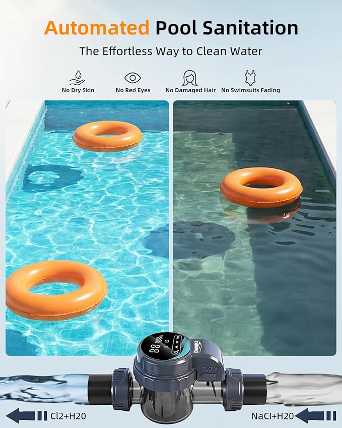 Smart Saltwater Pool Chlorinator System 32000 Gallons, Salt Chlorine Generator Above Ground Pool with APP Control for Inground Pool Water Treatment, USA Titanium Cell