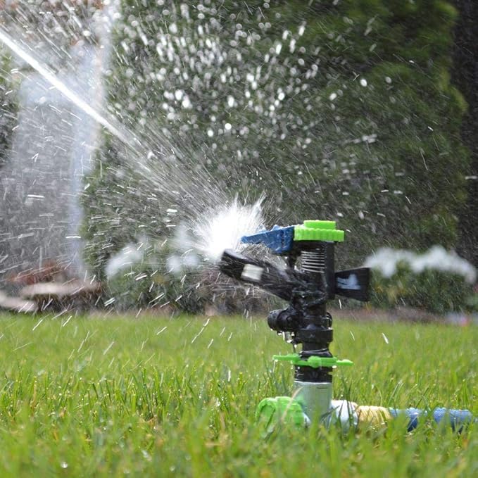 Pulsating Impact Sprinklers, 360 Degree Rotating Adjustable Water Sprinkler for Yard, Lawn & Garden