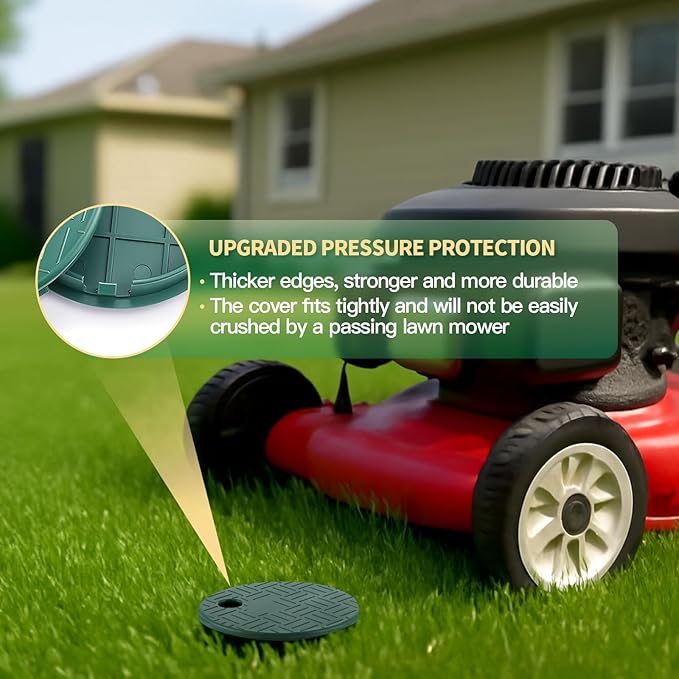 Sprinkler Valve Cover，ID 5.5" OD 6" Sprinkler Irrigation Valve Box,Valve Box Cover Lid for Outdoor Sprinkler Irrigation Control Water System Lawn,Ideal for Irrigation Systems & Landscaping