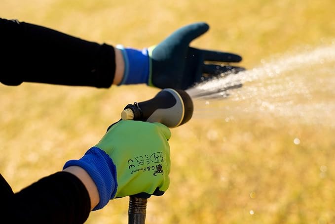 G & F Products G & F 1536M-6 Aqua Gardening Men's Gloves with Double Microfoam Latex Water Resistant Palm, Medium, 6 Pair Pack , Green