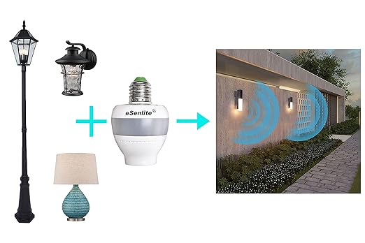 eLEDing Motion Sensor Retrofit Light Socket Adapter – Radar Motion Screw Base for LED CFL Incandescent Bulbs, Smart Dusk-to-Dawn Dimmable Control, 360° Detection, 2-Pack (Bulb Not Included)