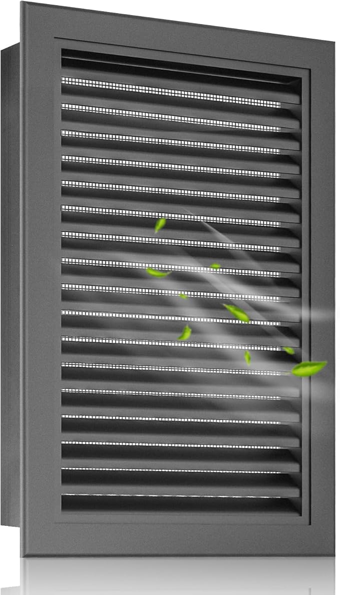 18"x24" Gable Vent with Screen – Large Aluminum Shed Vents with Louvered Design for Exterior Walls, Attics, and Doors – 16"x22" Vent Opening Gray