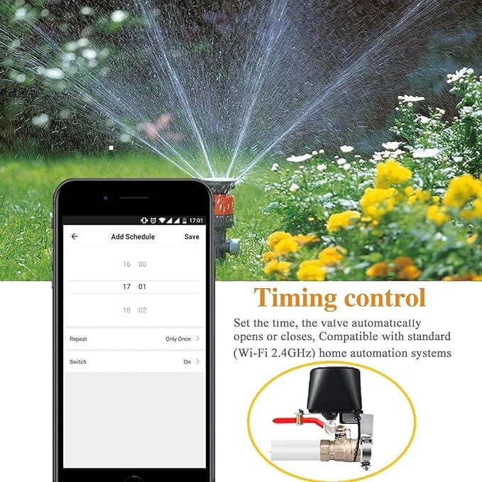 Jinvoo WiFi Smart Valve, Water Shut-Off Controller, Sprinkler controllerr, Smart Irrigation Controller, Compatible with Alexa, Google, Smart Life APP Control, No Hub Required (2 Pack)