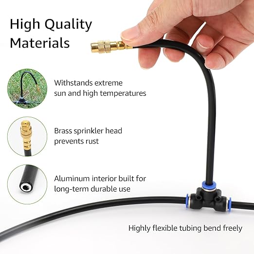 Bluepro 2026-Upgrade Drip Irrigation System, No 1/4 Pipe, only 12pcs Adjustable Copper Nobbles and Quick Connectors