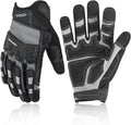 HANDLANDY Mens Work Gloves Touch screen, Utility Mechanic Gloves, Flexible Breathable Fit- Padded Knuckles & Palm
