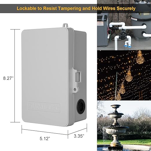SURAIELEC Pool Timer, 7-Day Programmable Digital Box Timer Switch, 40 AMP, 2HP, 120, 240, 277 VAC, Outdoor Indoor Heavy Duty Controller Box for Pool Pump, Water Heater, Lights, Powerful Appliances