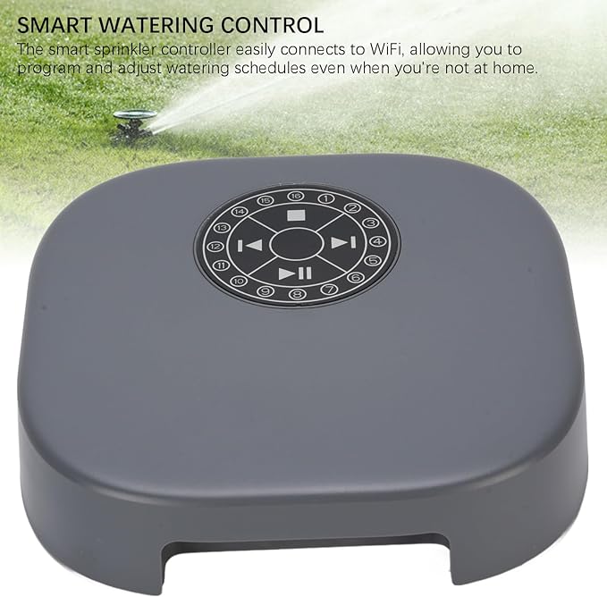 AUNMAS WiFi Irrigation Timer, Smart Sprinkler Controller with Rain Delay for Garden Lawn Watering System, 16 Zone Bluetooth (US Plug 120V)