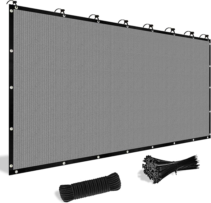 Shade&Beyond Customized Size 9' X 14' Shade Cloth with Grommets, 90% UV Protection UV Protection Mesh Tarp Sun Screens for Patio GN04, Light Gray
