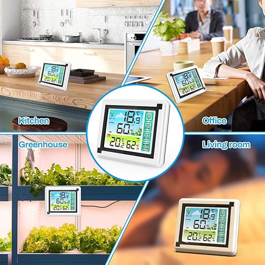 Number-one Wireless Weather Station Indoor Outdoor Thermometer with Remote Sensor, Digital Temperature and Humidity Monitor with LCD Backlight, Touchscreen, Min/Max Records for Home, Office, Baby Room