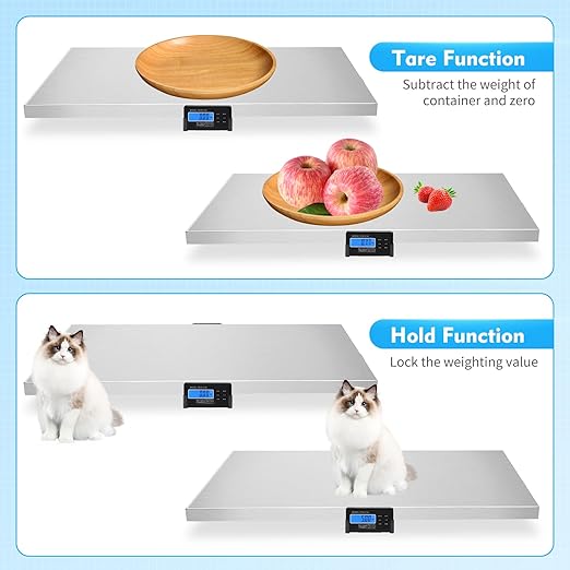 PCR-2126 Postal Digital Livestock Scale, 440lbs 201 Stainless Steel Digital Pet Scale Platform Heavy Duty Livestock Scale Kit for Pet Cat Dog Cattle(40.7" L x 20.8" W)