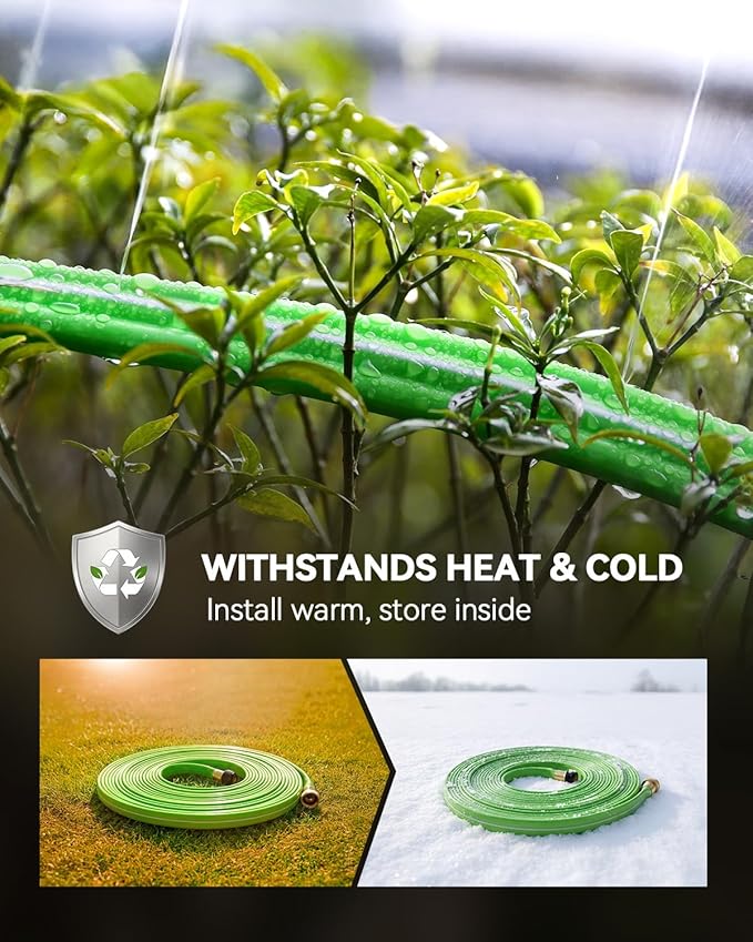 RAINPOINT Sprinkler Hose with Holes 150FT, Flat Soaker Hose with Stakes, Lightweight Water Irrigation Sprinklers System for Garden, Lawn and Yard(50FT, 3Pack)