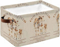 Beige Farm Animals Storage Bins Cubes Waterproof Cloth Storage Basket, Vintage Cow Farmhouse Foldable Storage Bags for Shelf Closet Clothes Storages Organizers with Handles 15x11x9.5 in 1PCS