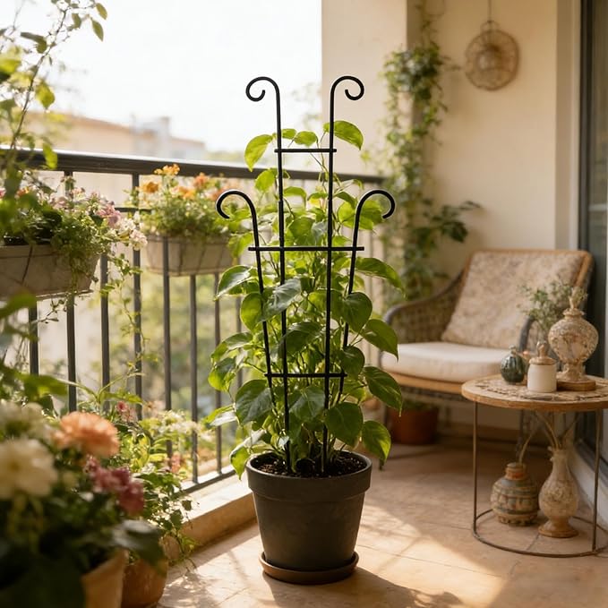Plant Stand Indoor - Rust Proof Adjustable, Metal Plant Trellis, Durable Support Structure, Stable Space Saving Design | Pothos Ivy Fruit Vegetable for Pothos Ivy Fruit Vegetable