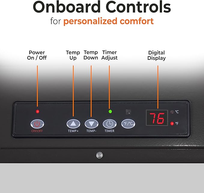 Comfort Zone 10,00W Hard-Wired Garage Heater – Industrial & Commercial Ceiling Mount, 240V Fan-Forced Heater with Remote, Digital Thermostat, Timer, 2 Heat Settings, Overheat Protection, Grey