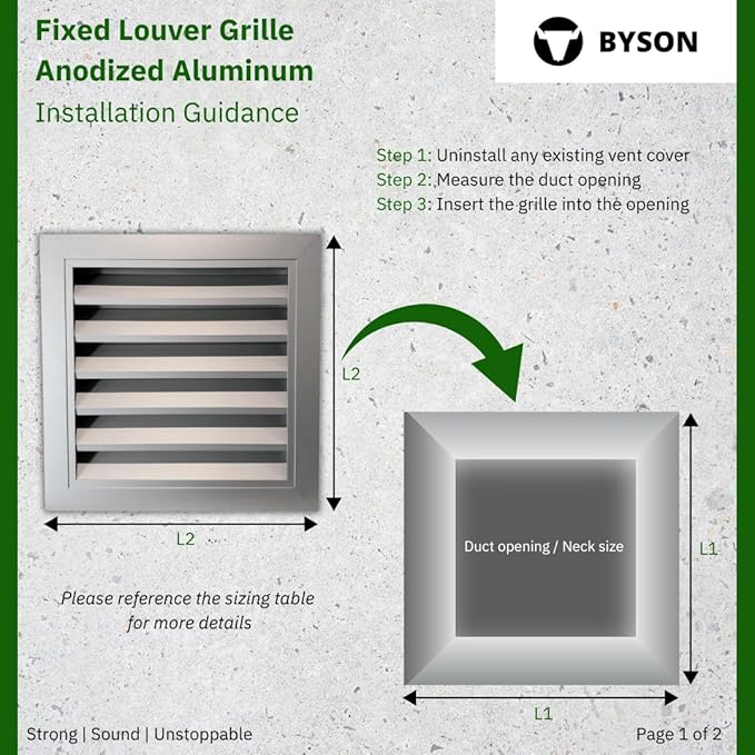 Byson 16" x 16" Aluminum Gable Vent – MaxShield Series Anodized Louvered Vent – Weatherproof Air Vent Grille with Steel Mesh for Attic, Container, Shed, HVAC Systems