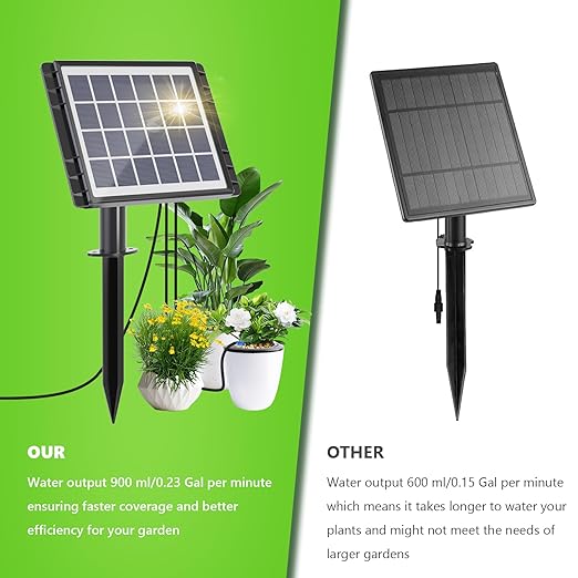 49FT Solar Drip Irrigation System, Auto Watering Kit for 15 Pots, Solar-Powered Plant Watering, 25 Timer Modes, 900ml/min Flow Indoor/Outdoor Garden, Balcony & Patio Irrigation System
