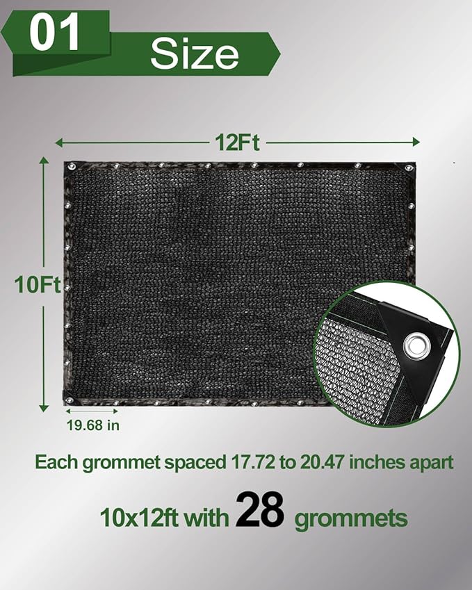 vensovo 40% Sunblock Shade Cloth Net Black Resistant - 10x12 Ft Garden Shade Mesh for Plant Cover, Greenhouse, Chicken Coop, Kennels, Tomatoes Plants