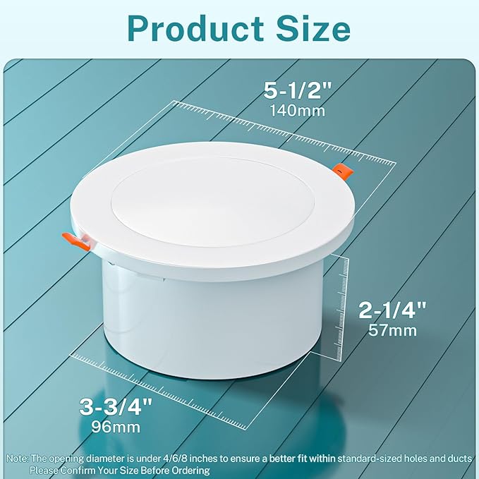 [Upgraded] HG Power 4 Inch Vent with Adjustable Panel & Removable Mesh Screen – ABS Ceiling Diffuser with Lock-Clip Design for HVAC, Bathroom, Kitchen, Wall and Duct Air Vents, White