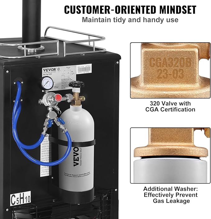 VEVOR CO2 Tank, 5 lbs New Aluminum Alloy Cylinder, CO2 Air Tank with Light Gray Spray Coating, CGA320 Valve & Adjustable Pressure, DOT Approved Cylinder for Draft Beer Dispensing and Soda Maker