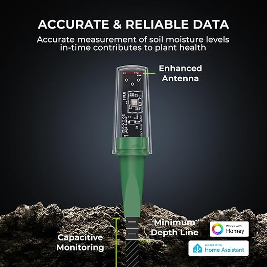 THIRDREALITY Smart Soil Moisture Sensor Gen2 3Pack,Zigbee hub Needed, nhanced Signal Stability,Capacitive Moisture Monitoring,Garden Planting, Compatible with Hubitat,SmartThings,Home Assistant,Homey