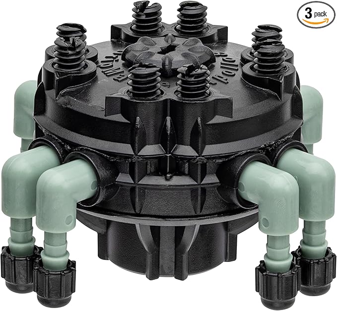 3 Pack - Orbit Adjustable Flow 8-Port Drip Irrigation Manifold for 1/4 Inch Tube