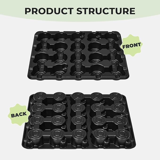 homenote 3 Inch Seed Starting Trays 10 Pack, 20-Cell Seedling Starter Trays for Indoor Outdoor Growing, Plant Starter Germination Trays for Pots Seedlings 3" Opening Compatible Pots