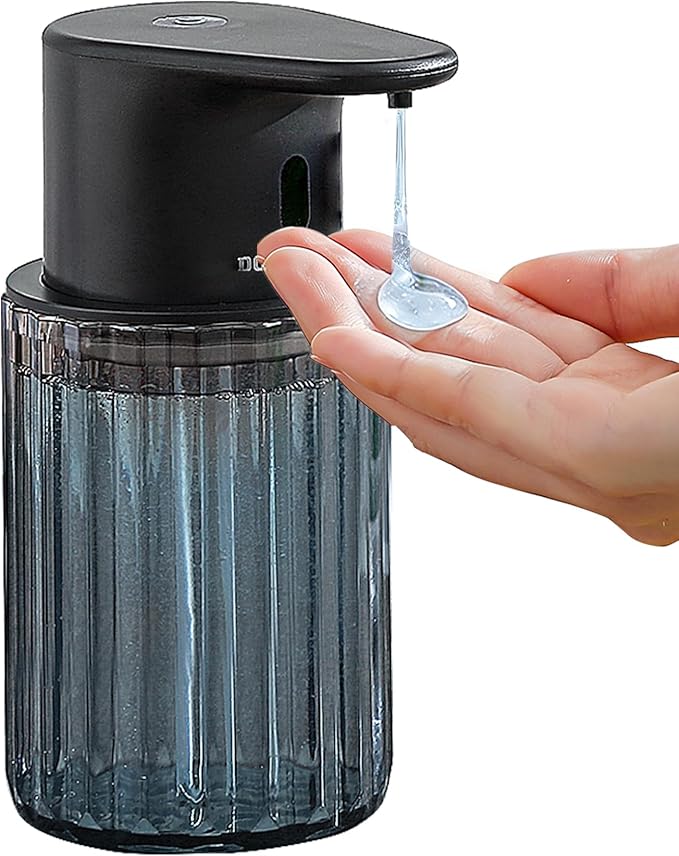 Automatic Liquid Soap Dispenser Touchless, 10oz/300ml Rechargeable, 3 Adjustable Liquid Levels, IPX5 Waterproof, for Kitchen Bathroom, Black